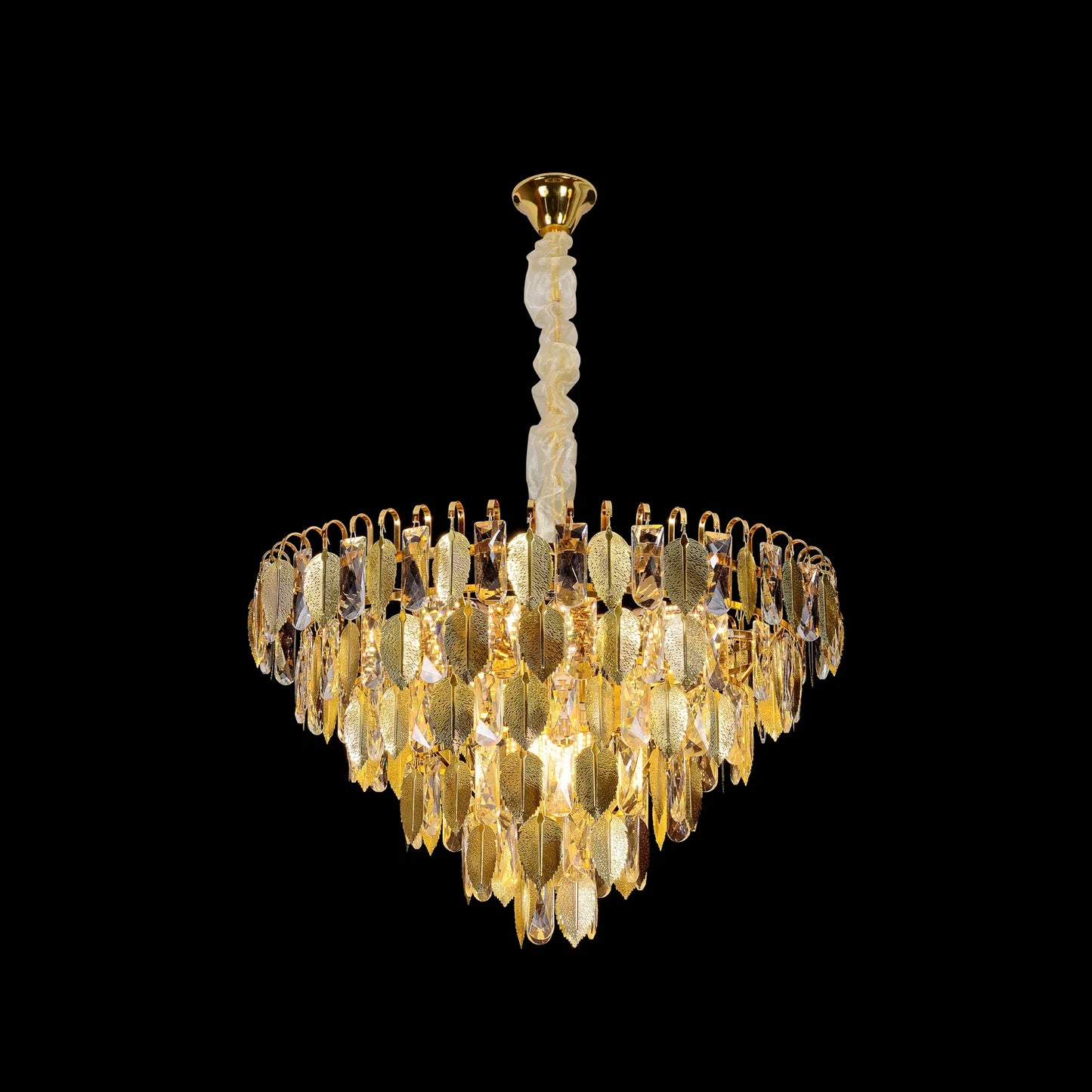 Candelabru Cristal CC8052/400GD 6x E14, Diametru 40cm, Auriu Lucios, Inaltime Reglabil