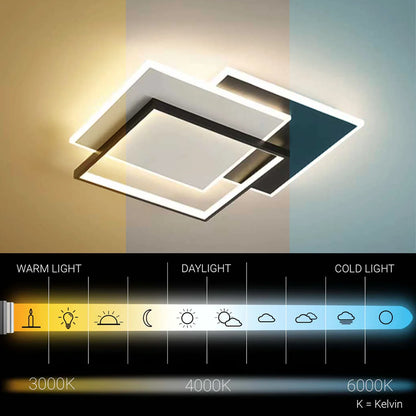 Lustra LED cu telecomanda CHIARA 102W, 3 Patrate, lumina Rece/Calda/Neutra, Dimabila, Negru
