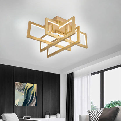 Lustra LED cu telecomanda 98W, 4 Elemente, lumina Rece/Calda/Neutra, Dimabila, Auriu
