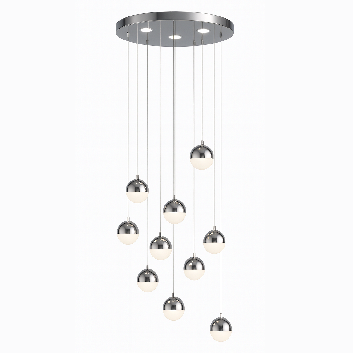 Pendul LED Jeremias cu Telecomanda, 132W, 2.4GHz, Dimabila, Metal, Crom