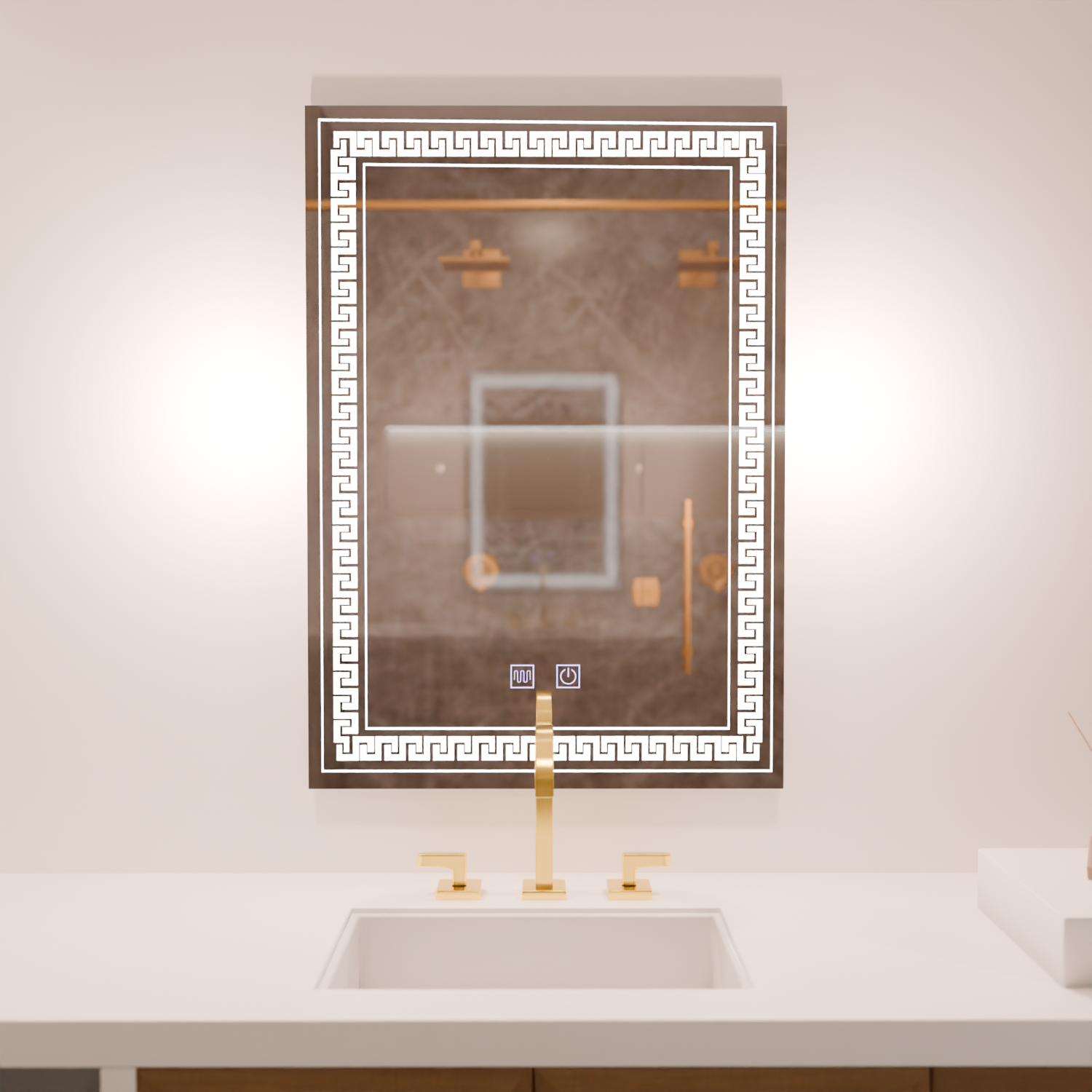 Oglinda LED Rentagulara, 60x80cm, Touch Vivido , Sistem Dezaburire,Dimabila – oglindă LED, 60x80 cm, 80 cm – RegalStore,