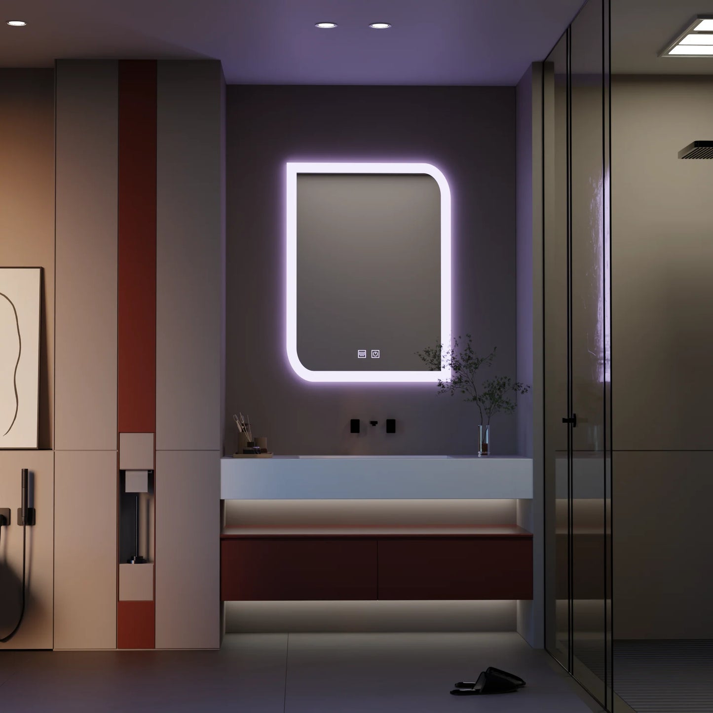 Oglinda LED CLARIVO Dreptunghiulara, 60X80cm, Touch, Sistem Dezaburire