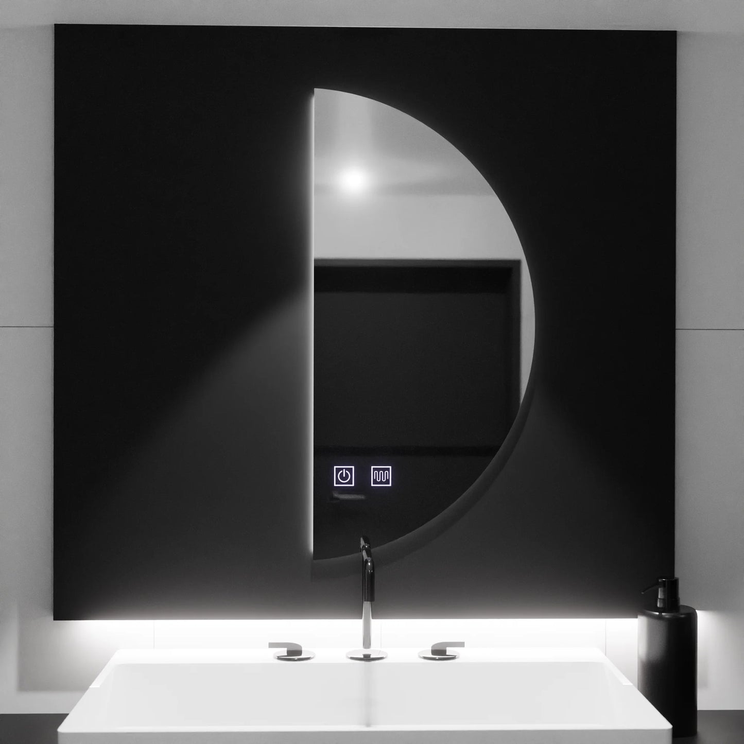Oglinda LED Semiluna 50x100cm, Arcuat Touch, Sistem Dezaburire, Dimabila