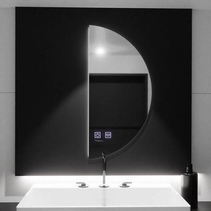 Oglinda LED Semiluna 50x100cm, Arcuat Touch, Sistem Dezaburire, Dimabila