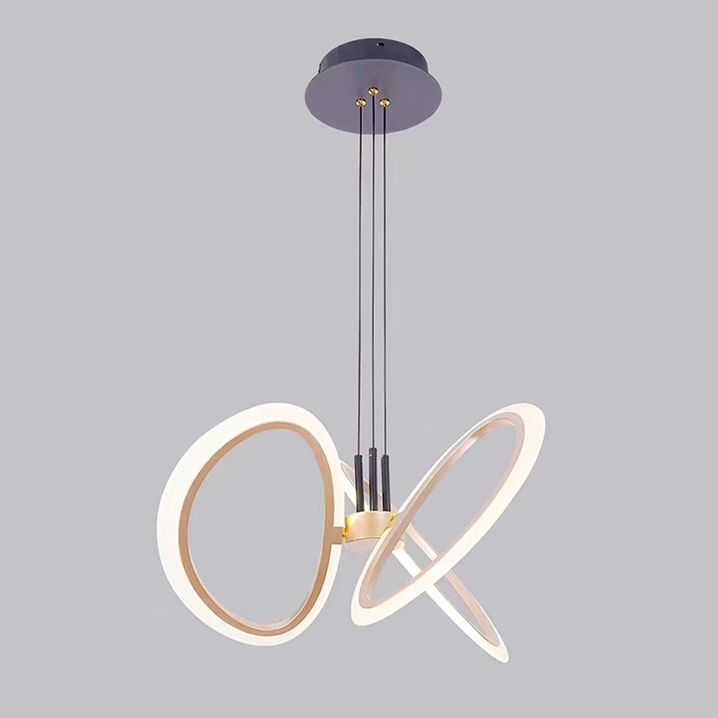 Lustra LED suspendata cu Telecomanda RIMINI 48W, 3 Elemente, lumina Rece/Calda/Neutra, Dimabila, Auriu