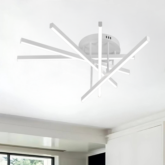 Lustra LED cu Telecomanda GIO, 65W, 5 Elemente, Lumina Rece/Clada/Neutra, Dimabila, Alb