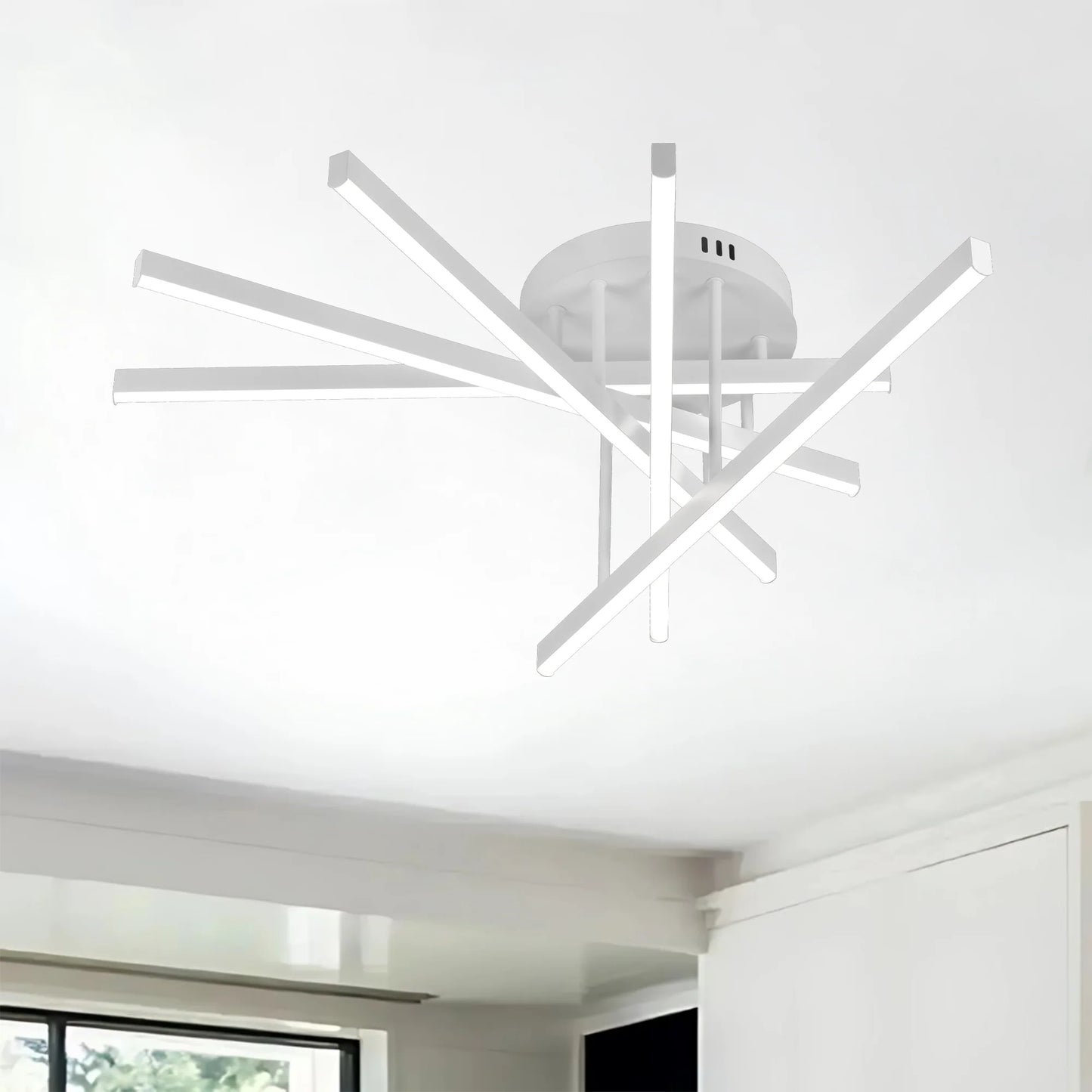 Lustra LED cu Telecomanda GIO, 65W, 5 Elemente, Lumina Rece/Clada/Neutra, Dimabila, Alb