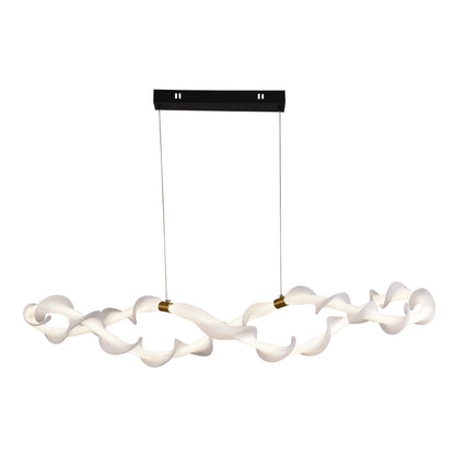 Lustra LED Suspendata Acril LT762/2GD, 36W, Lumina Calda/Neutra/Rece 3000/4000/6000K, Alb Auriu, Inaltime Reglabila