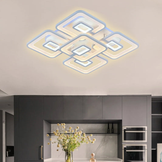 Lustra LED cu Telecomanda Tiana, 107W, Alb, Acril, Dimabila