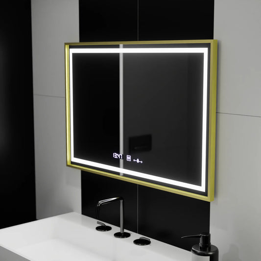 Oglinda LED Rectangulara, 120x80cm, Specchio MotionGlow Marcello, Sistem Dezaburire, Ceas & Termometru, Dimabila