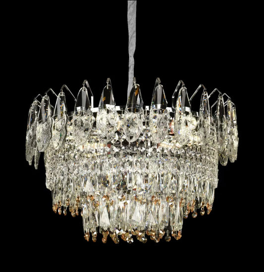 Candelabru Cristal CC6687/500CR 9x E14, Diametru 49cm, Crom Lucios, Inaltime Reglabil
