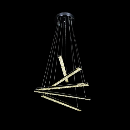 Lustra LED suspendata cu telecomanda si cristal LIBORIA, 64W, lumina Rece/Calda/Neutra, Dimabila, Crom Lucios – lustră L