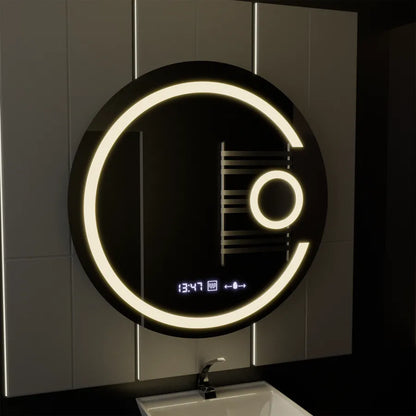 Oglinda LED Rotunda 70 Visio MotionGlow Marcello, Lupa Cosmetica, Sistem Dezaburire, Termometru si Ceas, Dimabila