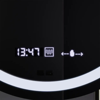 Oglinda LED Rotunda 60 Visio MotionGlow Marcello, Lupa Cosmetica, Sistem Dezaburire, Termometru si Ceas, Dimabila