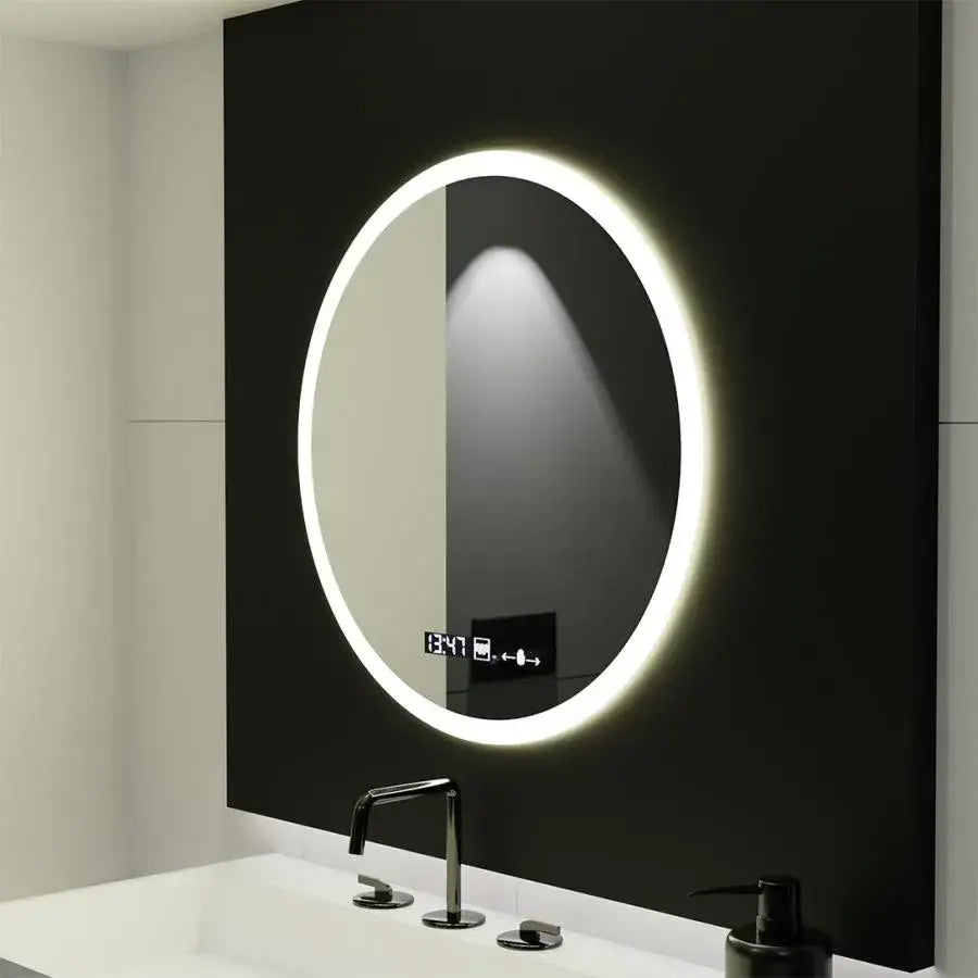 Oglinda LED Rotunda 70 Elysee MotionGlow Marcello, Sistem Dezaburire, Termometru si Ceas, Dimabila