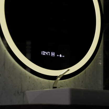 Oglinda LED Rotunda, 100cm, Celeste MotionGlow Marcello, Sistem Dezaburire, Ceas & Termometru, Dimabila – oglindă LED, 1