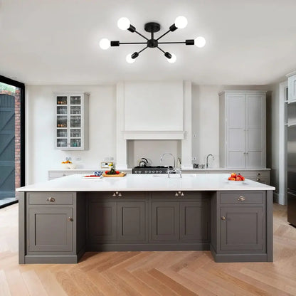 Lustra Mikkos 6XE27 Negru – lustră LED, culoare neagră – RegalStore, iluminat interior