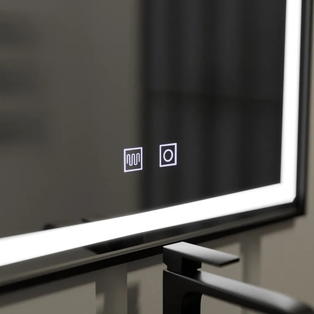 Oglinda LED Rectangulara 60x90cm Edge LUMINOUS Touch Sistem Dezaburire, Rama Neagra – oglindă LED, 60x90 cm, 90 cm – Reg
