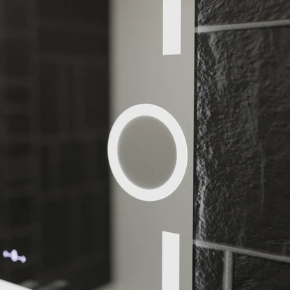 Oglinda LED Rectangulara 80x60 Eclat MotionGlow Marcello, Lupa Cosmetica, Sistem Dezaburire, Termometru si Ceas, Dimabila