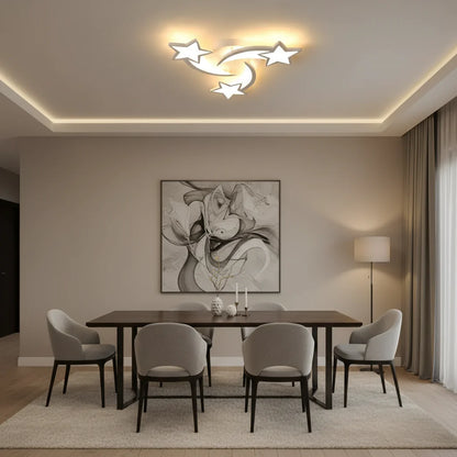 Lustra LED cu telecomanda IPOMOEA, 48W, 3 Stele, lumina Rece/Calda/Neutra, Dimabila, Alb