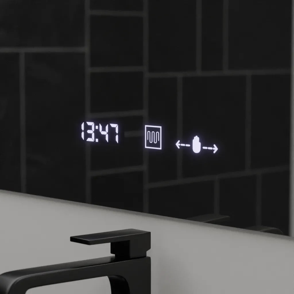 Oglinda LED Rectangulara 120x80 ABSOLU MotionGlow Marcello, Lupa Cosmetica, Sistem Dezaburire, Termometru si Ceas, Dimabila