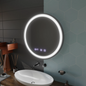 Oglinda LED Touch NOVARA Sistem Dezaburire, Ceas si Temperatura 70 cm Rama Negru Brushed
