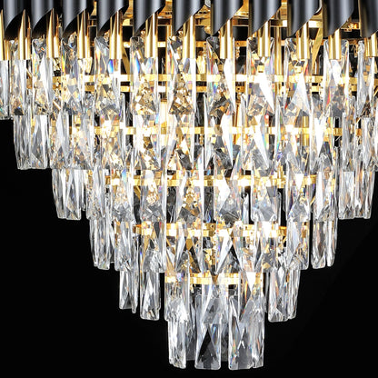 Candelabru Cristal VERSAILLES Grande Supremo 14xE14, Diametru 60cm x Inaltime 90cm, Auriu Lucios si Negru, Inaltime Reglabila