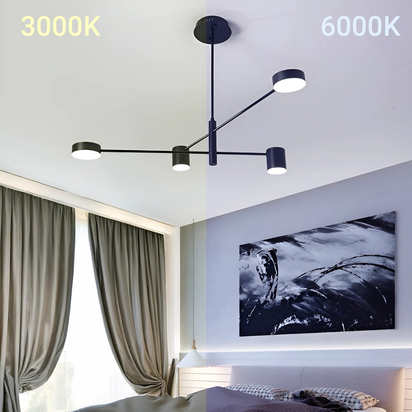 Lustra LED Gelius Minimalist 48W Lumina Rece/Calda/Neutra Negru