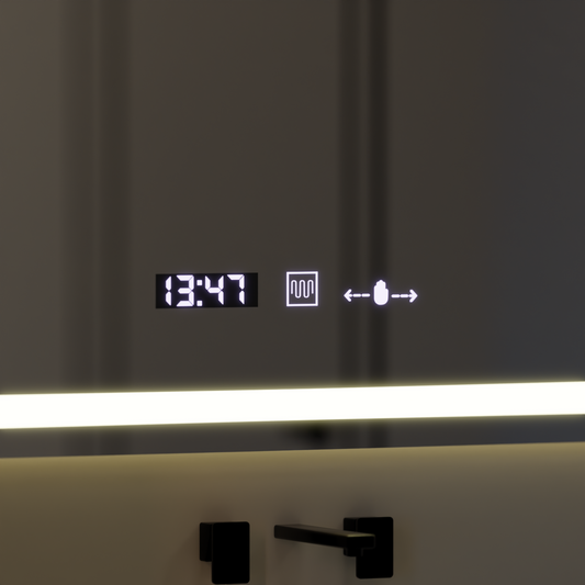 Oglinda LED Rectangulara 120x80cm Verite MotionGlow Marcello, Sistem Dezaburire, Termometru si Ceas, Dimabila