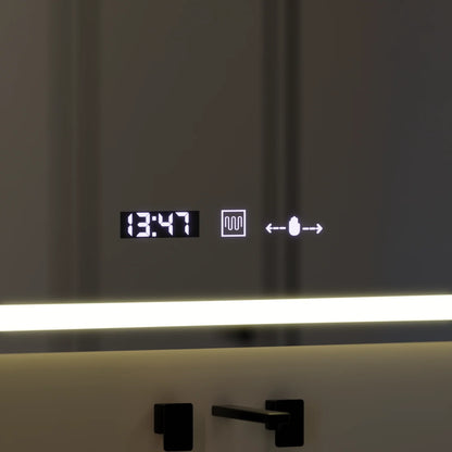 Oglinda LED Rectangulara 120x80cm Verite MotionGlow Marcello, Sistem Dezaburire, Termometru si Ceas, Dimabila