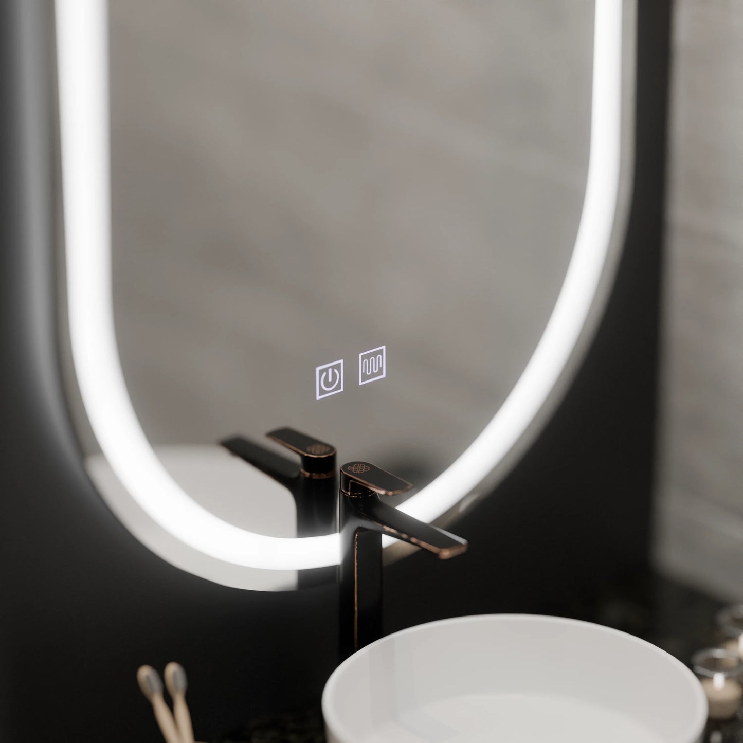 Oglinda LED Ovala, 50x100cm, Velara Touch, Sistem Dezaburire, Dimabila