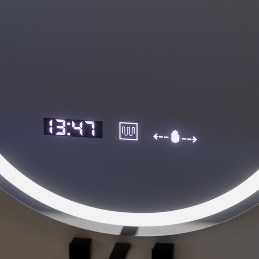 Oglinda LED Ovala 50x80 Eminence MotionGlow Marcello, Sistem Dezaburire, Termometru si Ceas, Dimabila