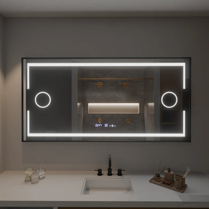 Oglinda LED Rectangulara, 160x80cm, Senzor MotionGlow Marcello, Sistem Dezaburire, Ceas & Termometru, Lupa Cosmetica, Dimabila