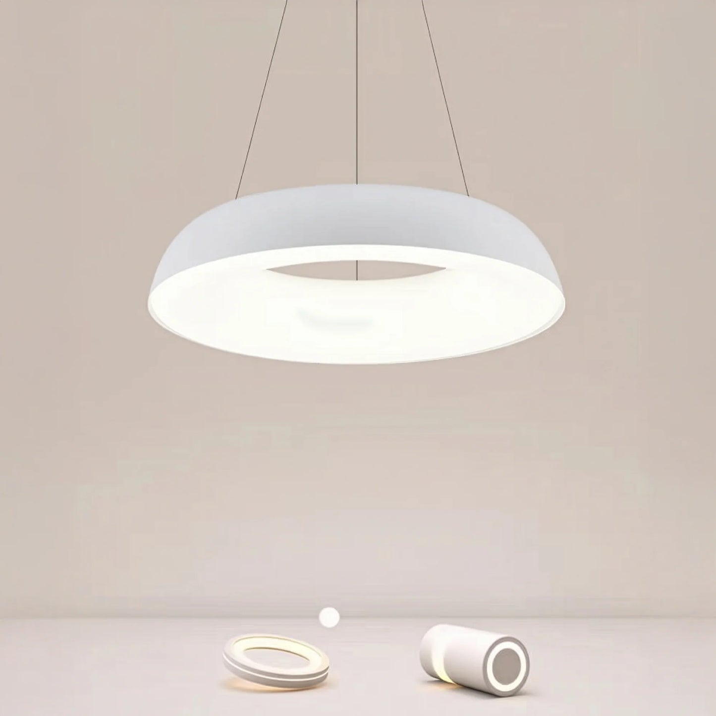 Lustra LED suspendata cu Telecomanda CHIARA, 37W, Lumina Rece/Calda/Neutra, Dimabila, Alb