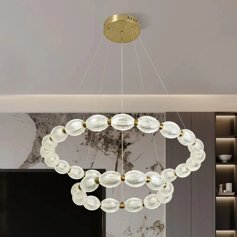 Lustra LED suspendata cu telecomanda FAUSTO, 126W, lumina Rece/Calda/Neutra, Dimabila,Inaltime Reglabila, Auriu