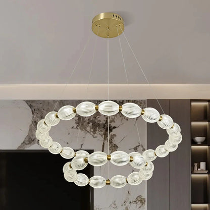 Lustra LED suspendata cu telecomanda FAUSTO, 126W, lumina Rece/Calda/Neutra, Dimabila,Inaltime Reglabila, Auriu