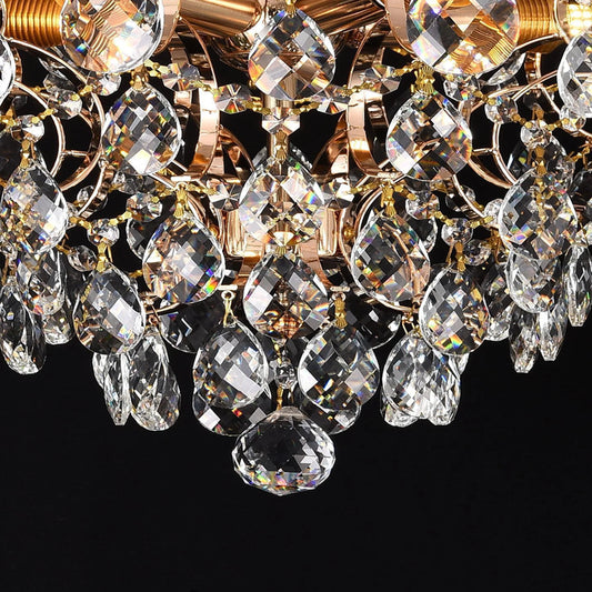 Candelabru Cristal CC9259/5FGD, 5x E14, Diametru 40cm, Auriu Lucios