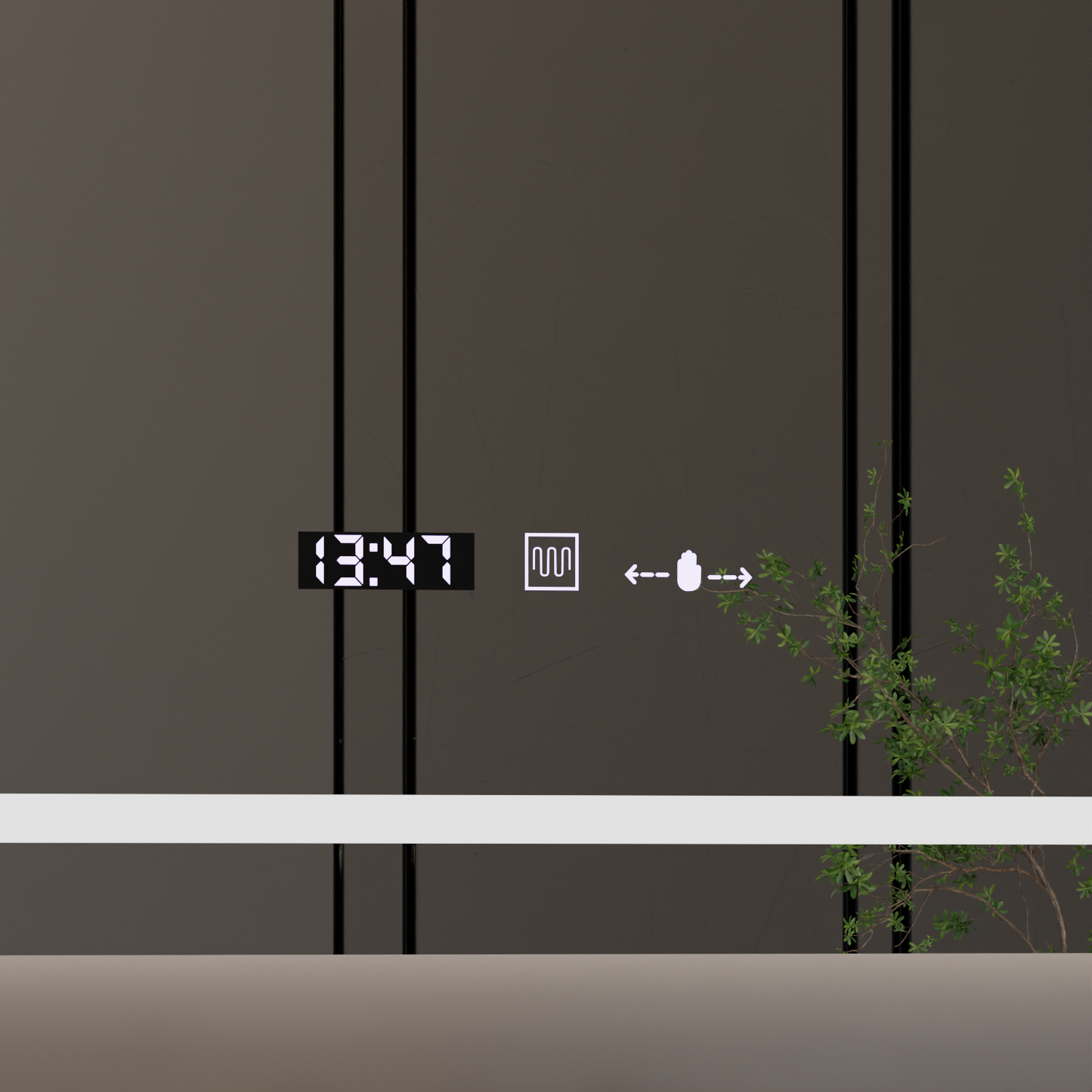 Oglinda LED Rectangulara, 120x80cm, Definition MotionGlow Marcello, Sistem Dezaburire, Ceas & Termometru, Lupa Cosmetica, Dimabila