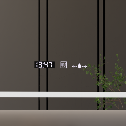 Oglinda LED Rectangulara, 120x80cm, Definition MotionGlow Marcello, Sistem Dezaburire, Ceas & Termometru, Lupa Cosmetica, Dimabila