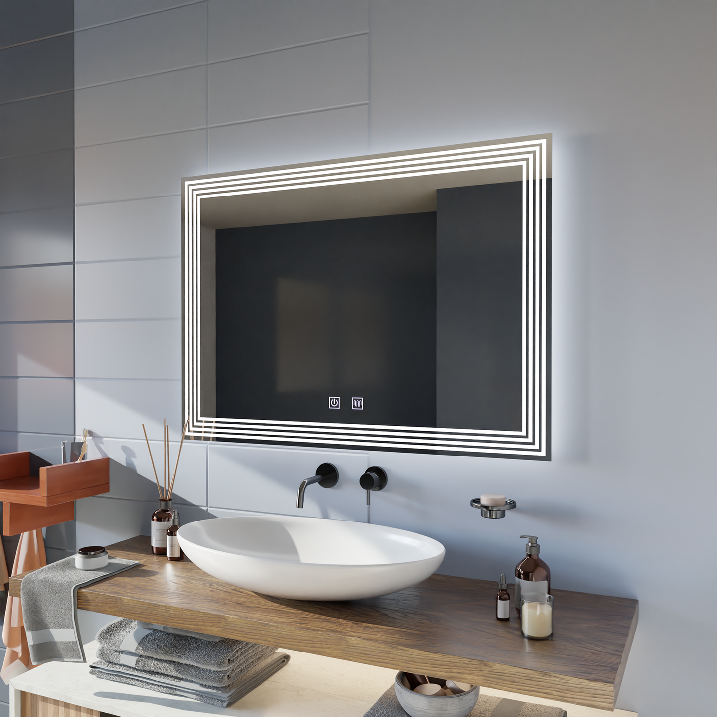 Oglinda LED Rectangulara, Dezaburire, 80x60cm, ADIS Basic Touch