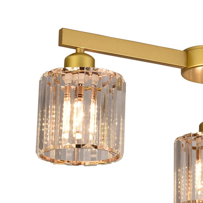 Lustra Clasica Moderna LC110/3GD cu Cristal, 3x E27, Auriu, Metal si Cristal
