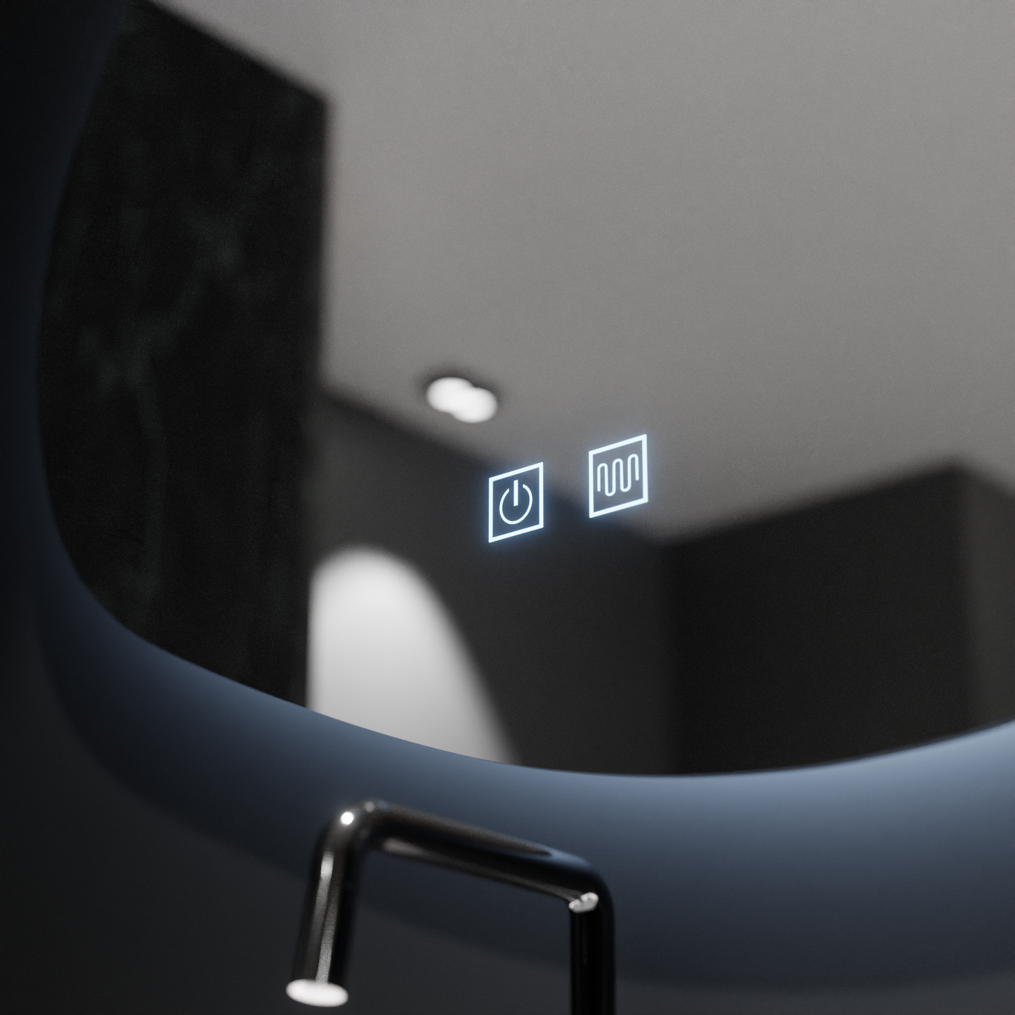 Oglinda LED Organica 60x60cm, Duna Touch, Sistem Dezaburire, Dimabila