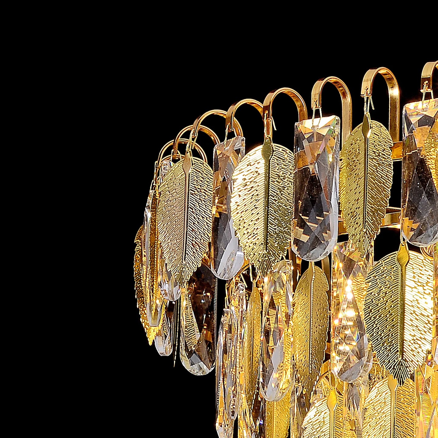 Candelabru Cristal CC8052/400GD 6x E14, Diametru 40cm, Auriu Lucios, Inaltime Reglabil