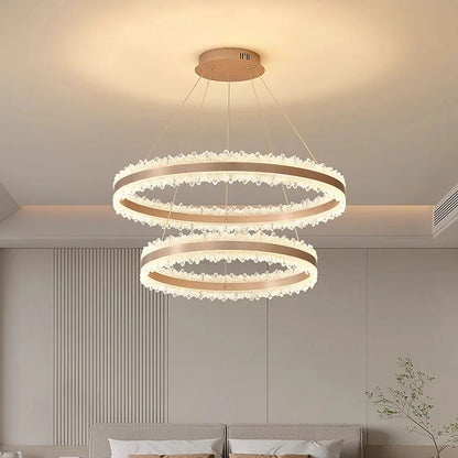 Lustra LED suspendata cu Telecomanda FOSCO Duo 126W, lumina Rece/Calda/Neutra, Dimabila,Inaltime Reglabila, Auriu