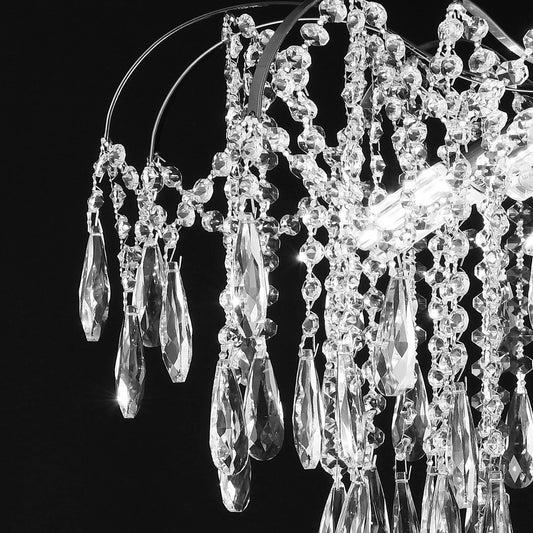 Candelabru Cristal CC9324/5CH, 5x E14, Diametru 49cm, Crom