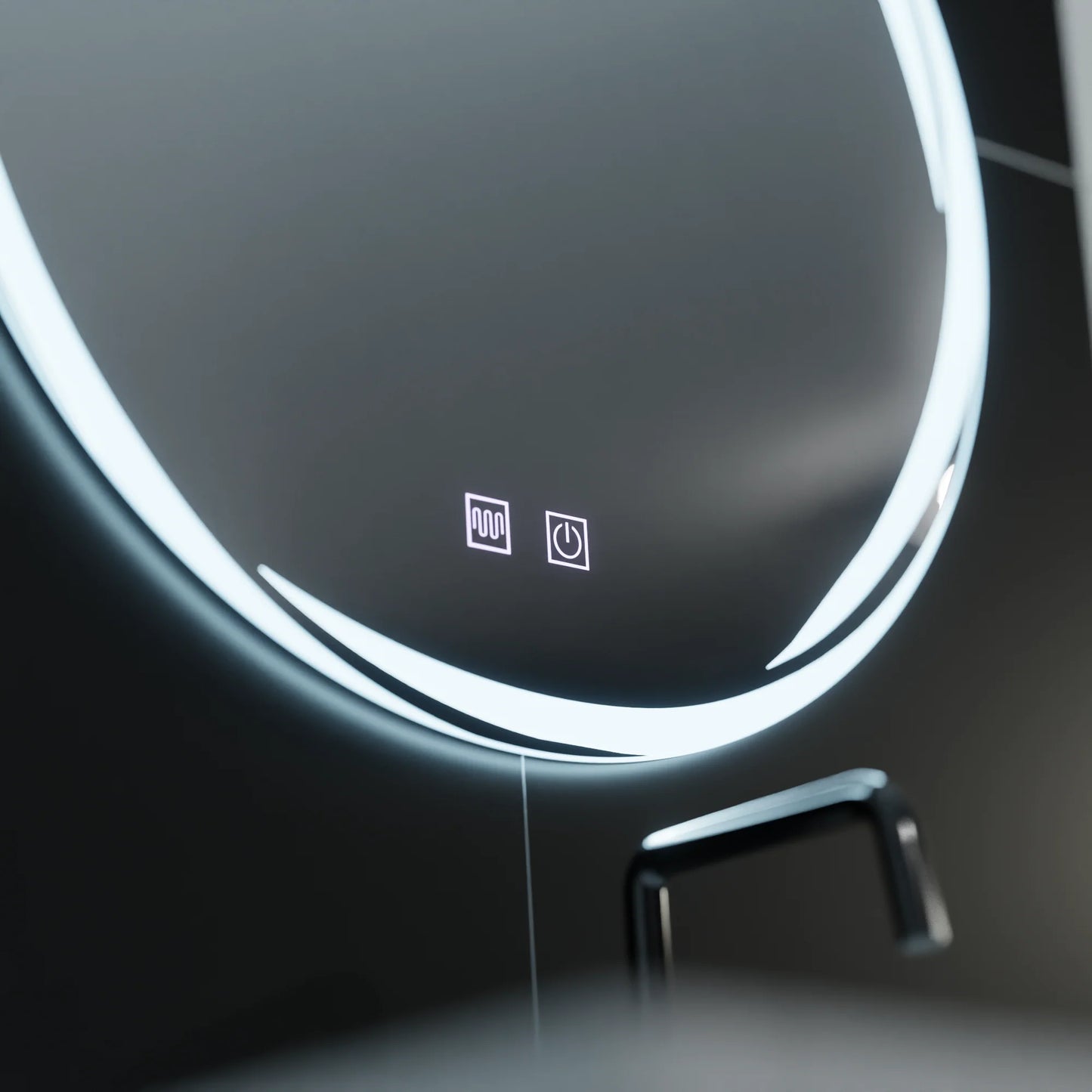 Oglinda LED Rotunda, 70cm, Zaffiro Touch, Sistem Dezaburire, Dimabila