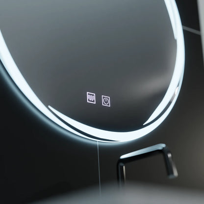 Oglinda LED Rotunda, 70cm, Zaffiro Touch, Sistem Dezaburire, Dimabila