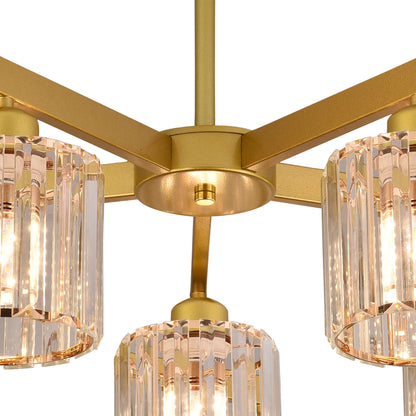 Lustra Clasica Moderna LC110/5GD cu Cristal, 5xE27, Auriu, Metal si Cristal