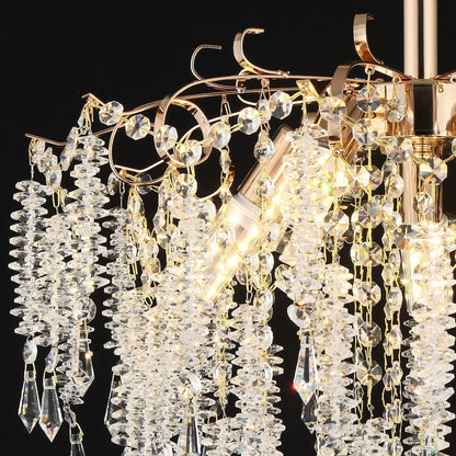 Candelabru Cristal CC9323/5FGD, 5x E14, Diametru 49cm, Auriu