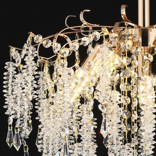 Candelabru Cristal CC9323/5FGD, 5x E14, Diametru 49cm, Auriu